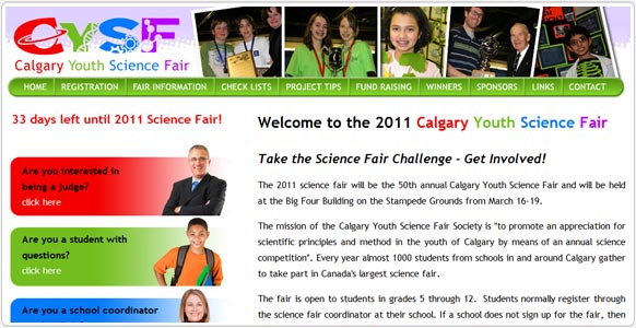 Calgary Youth Science Fair Society website design Calgary Youth Science Fair Society